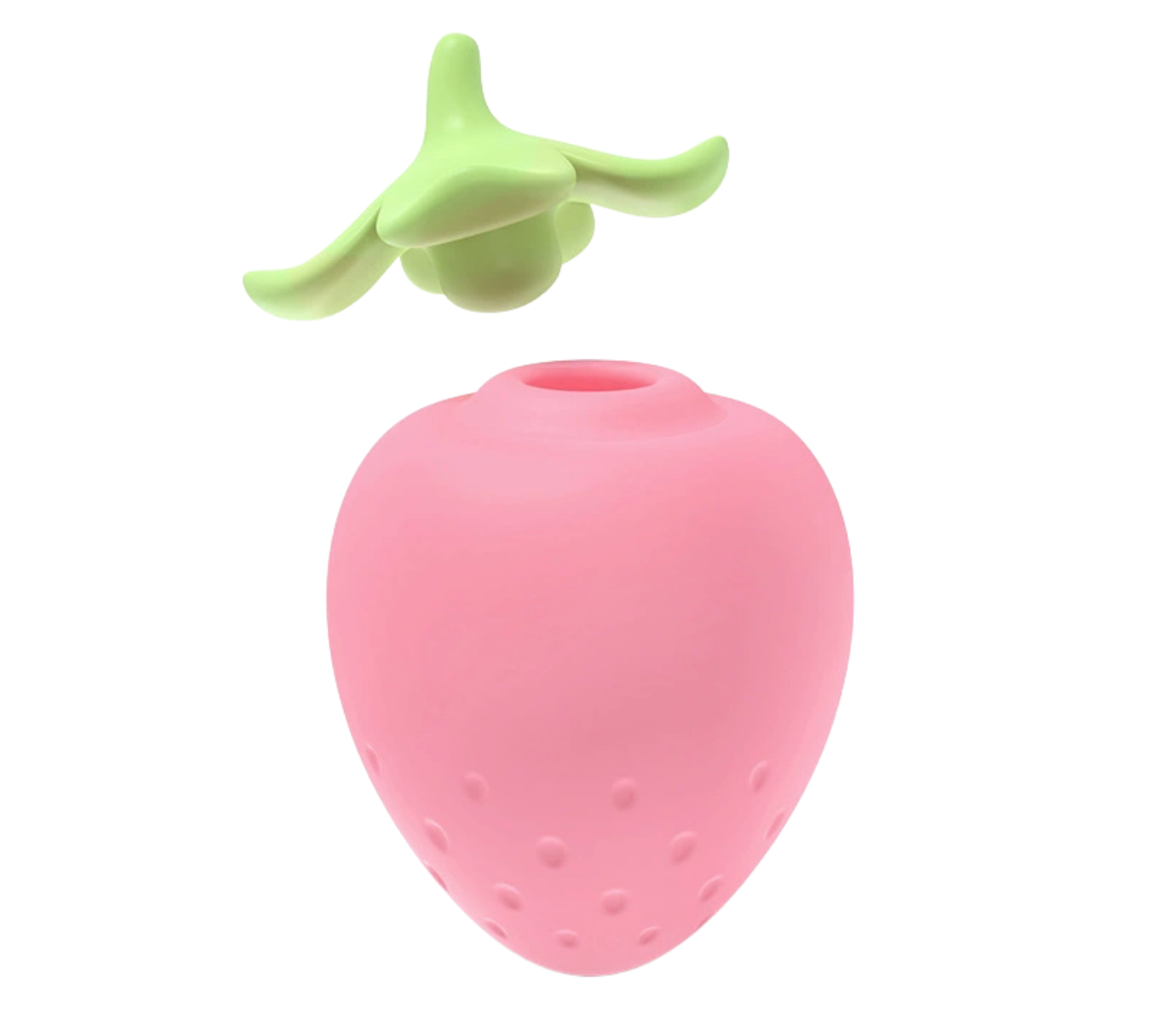 Strawberry-shaped vibrating egg suction device with dust-proof cover, discreet design, IPX7 waterproof
