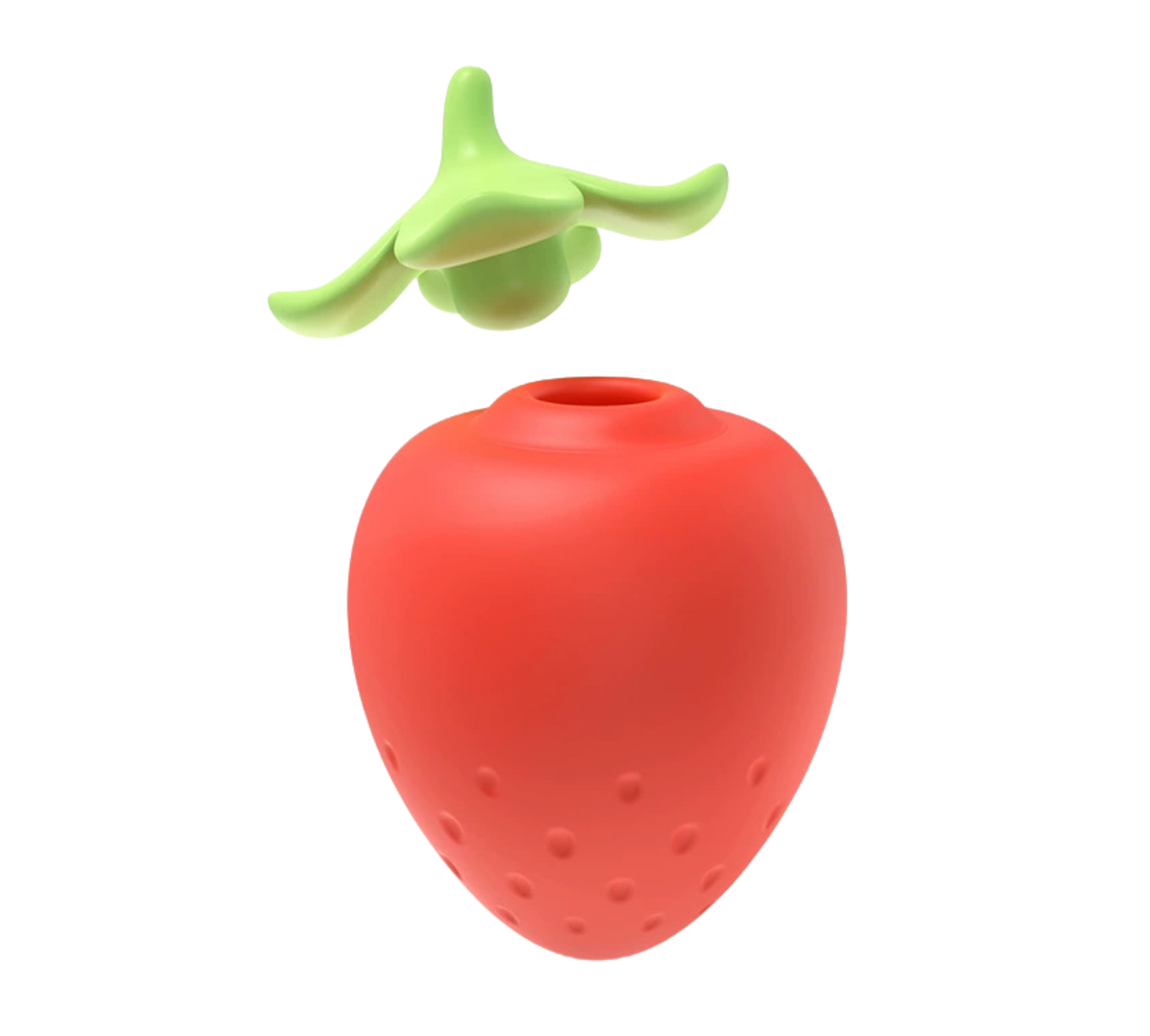 Strawberry-shaped vibrating egg suction device with dust-proof cover, discreet design, IPX7 waterproof