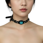 Goth Style Adjustable PU Leather Demon Eye Choker