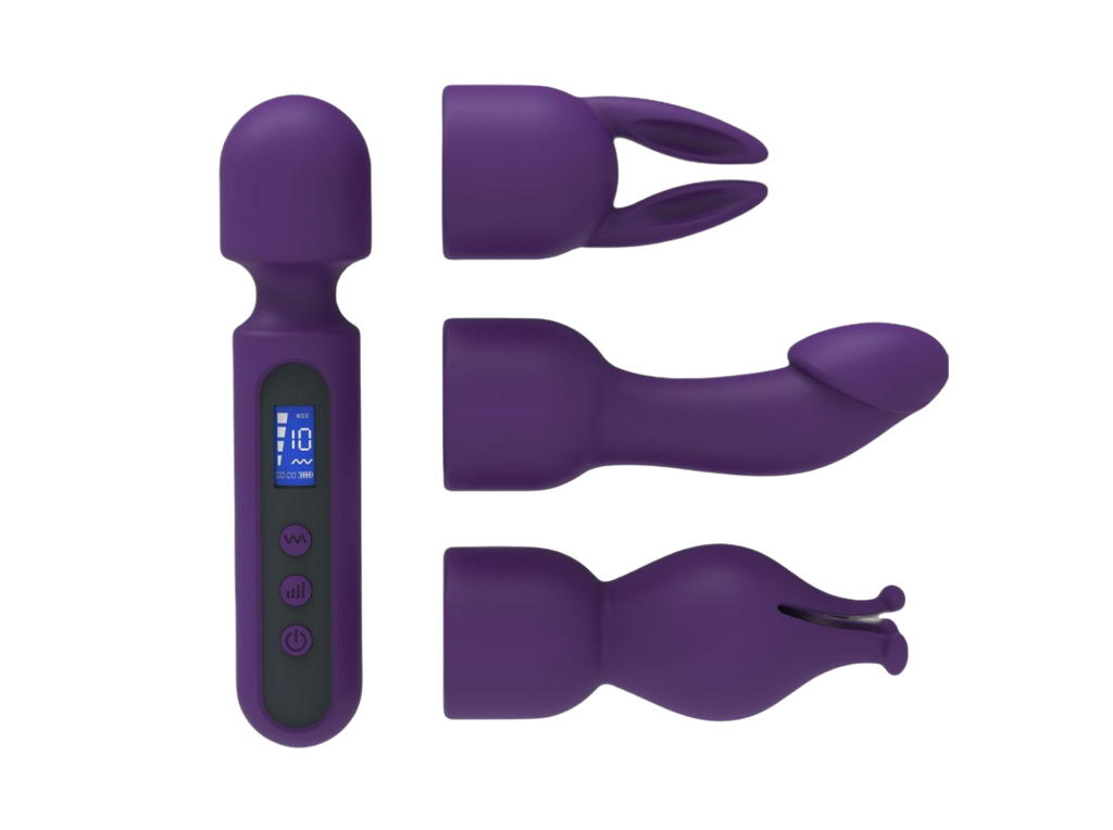 AV massage stick with replaceable head, LED display, orgasmic masturbation toy, female erotic vibrator