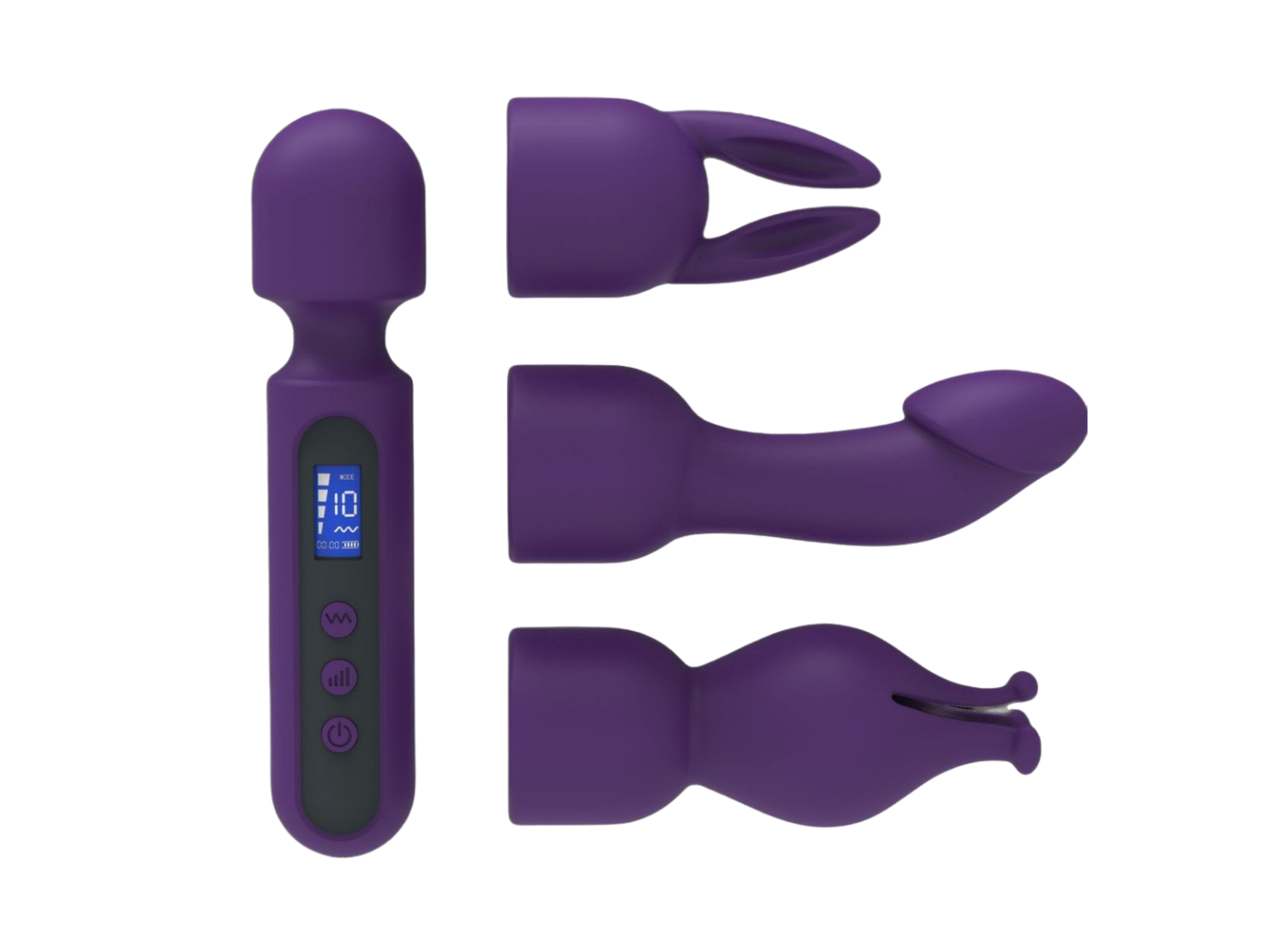 AV massage stick with replaceable head, LED display, orgasmic masturbation toy, female erotic vibrator