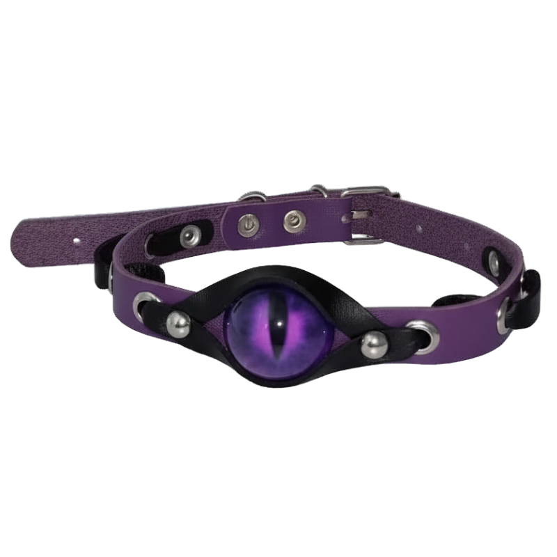 Goth Style Adjustable PU Leather Demon Eye Choker