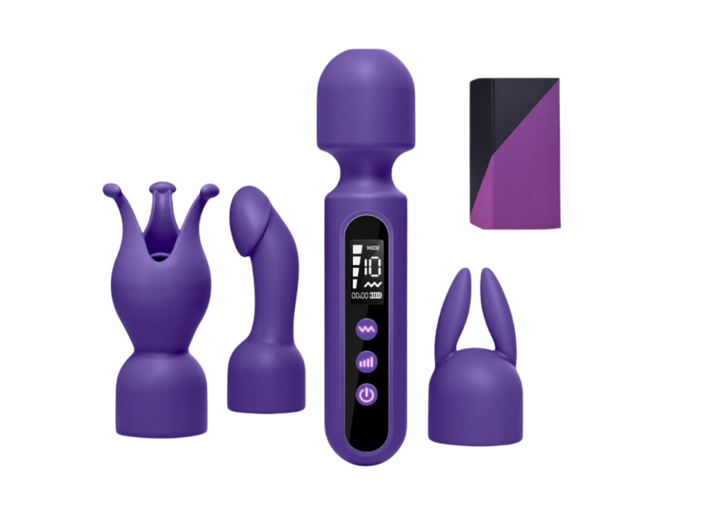 AV massage stick with replaceable head, LED display, orgasmic masturbation toy, female erotic vibrator