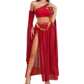 Party  Ritual Set  Red Chiffon Goddess Two-Piece with Coin Belt