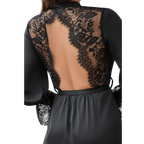 Satin Lace Backless Robe – Seductive Open Back Lingerie