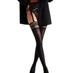 Floral Lace Garter Thigh High Stockings – Plus Size Shiny Sheer