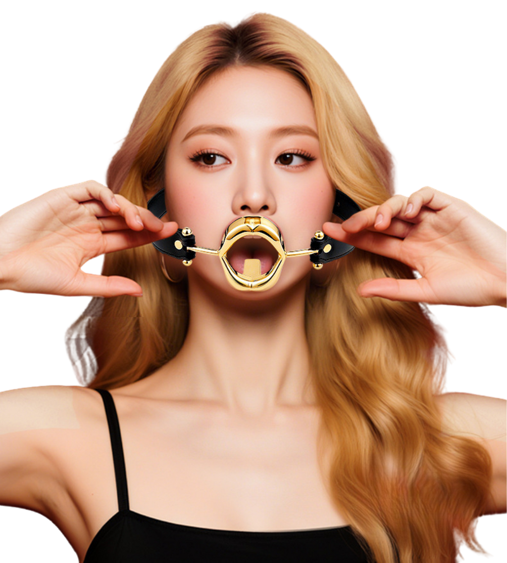 Adult erotic toy: rose-shaped mouth ball, SM prop, teasing metal tongue gag, training sex aid toy