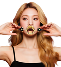 Adult erotic toy: rose-shaped mouth ball, SM prop, teasing metal tongue gag, training sex aid toy