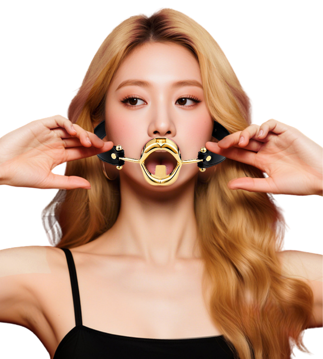 Adult erotic toy: rose-shaped mouth ball, SM prop, teasing metal tongue gag, training sex aid toy