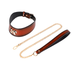 High-end genuine leather SM accessory, golden bowknot erotic leash collar, alternative choker