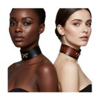 High-end genuine leather SM accessory, golden bowknot erotic leash collar, alternative choker