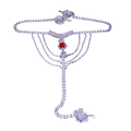 Round ruby bikini body chain, sexy nightclub rhinestone panty chain