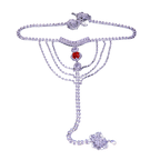 Round ruby bikini body chain, sexy nightclub rhinestone panty chain