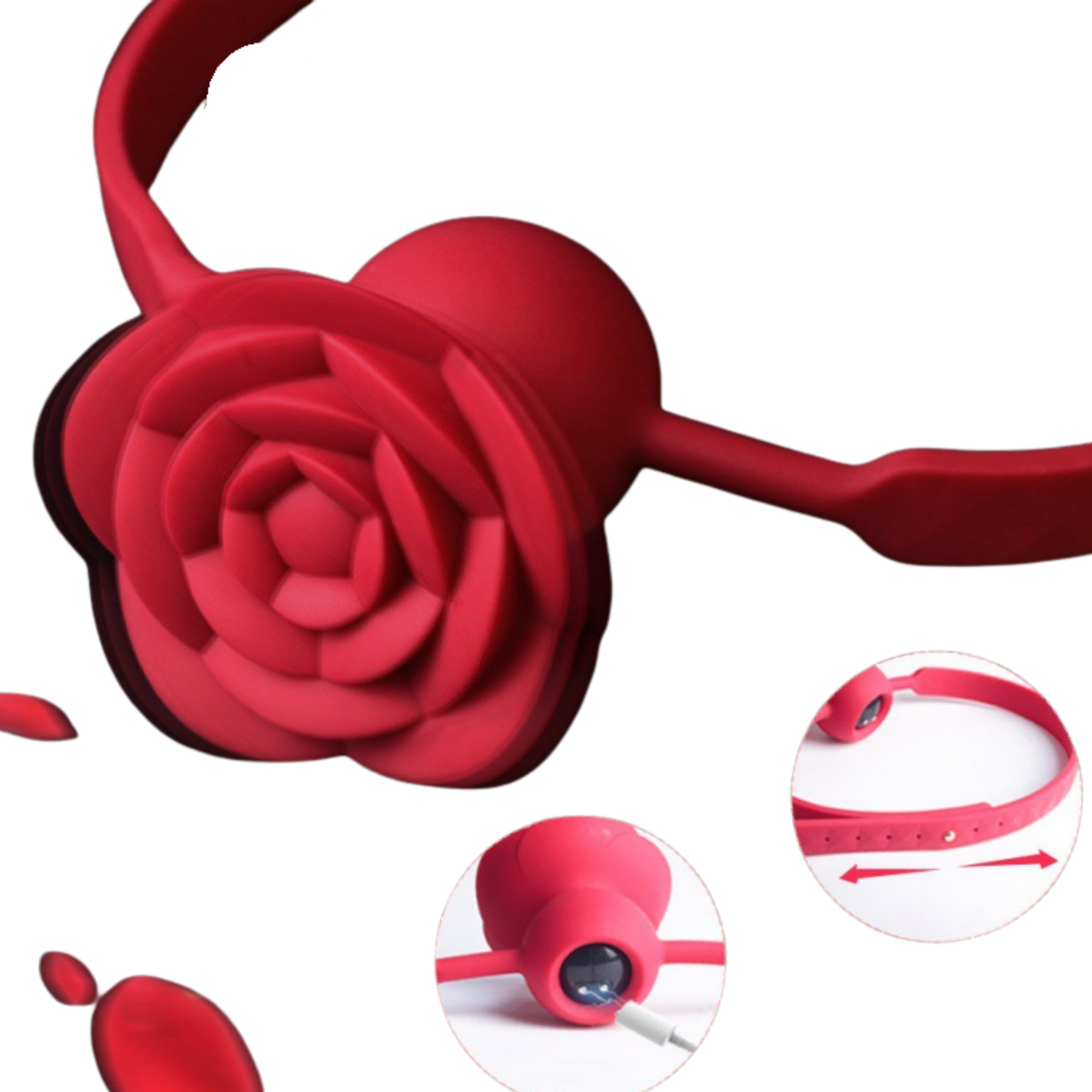 Rose-shaped mouth ball SM prop for couples, vibrating egg,  electric mouth gag ball