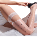 Aurora Polka Dot Lace Long Stockings Ultra-thin 1D Shiny High Stockings Sexy Women's Over-the-Knee Thigh-high Stockings Garter Stockings