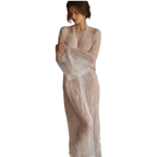 Sheer Lace Deep V Wedding Robe Set – Sexy Bridal Lingerie