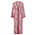 Sheer Lace Deep V Wedding Robe Set – Sexy Bridal Lingerie