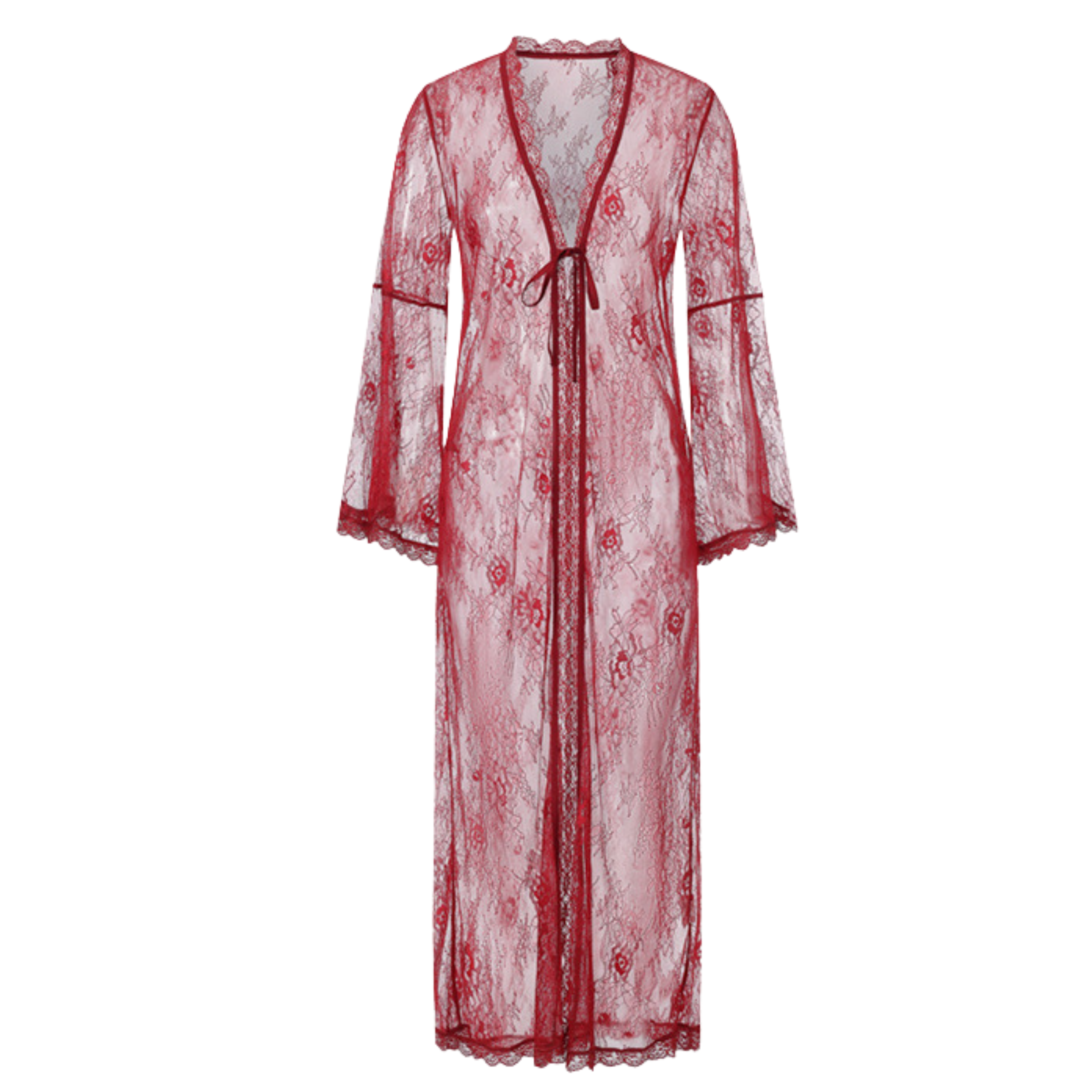 Sheer Lace Deep V Wedding Robe Set – Sexy Bridal Lingerie