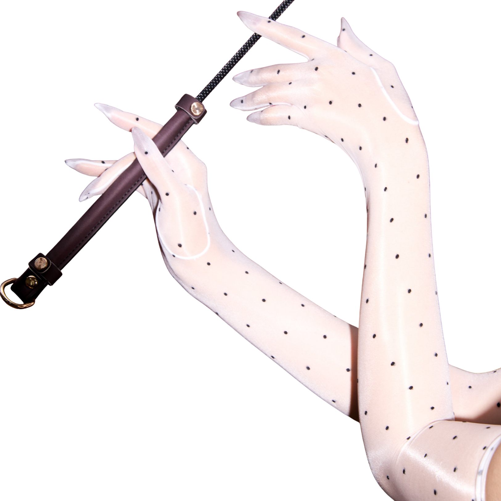 Aurora Glossy Polka Dot Five-Finger Gloves – Ultra-Thin Sheer