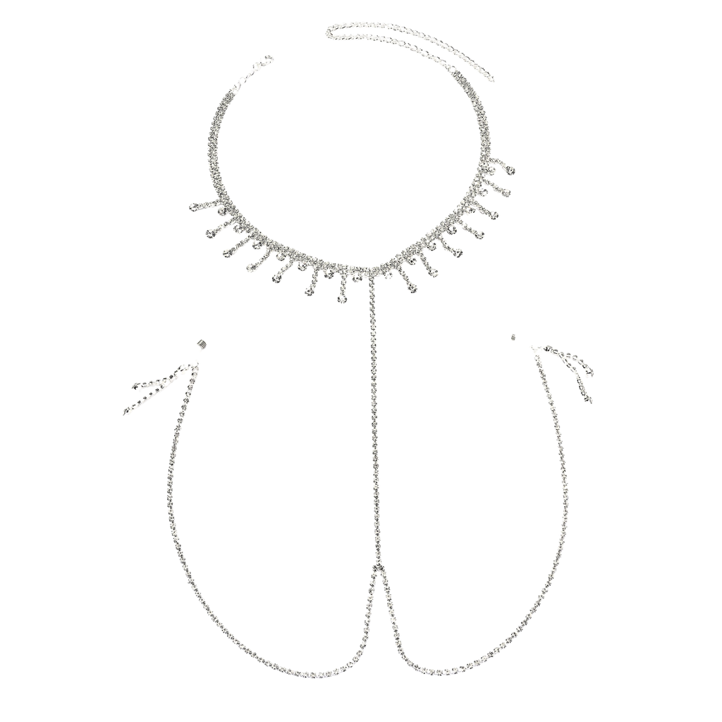 Double Layer Rhinestone Pendant Breast Chain – Sparkling