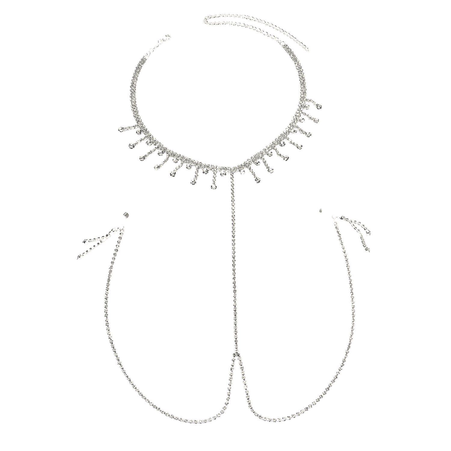 Double Layer Rhinestone Pendant Breast Chain – Sparkling