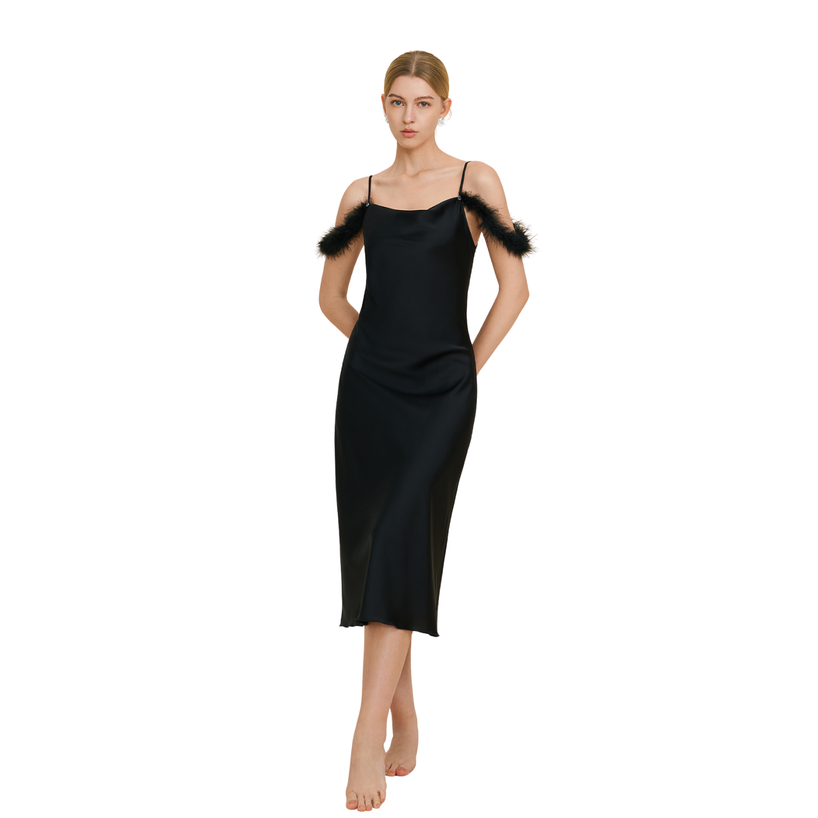 Sexy Feather Off-Shoulder Nightgown - Bridesmaid Gift