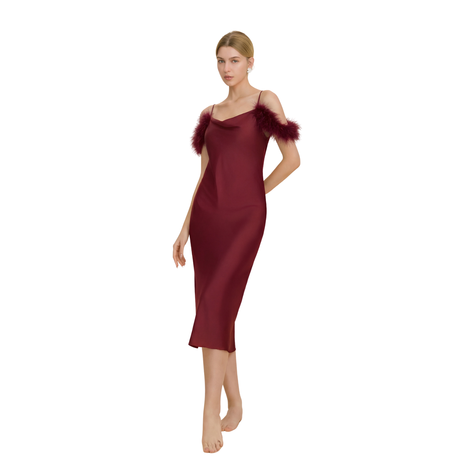 Sexy Feather Off-Shoulder Nightgown - Bridesmaid Gift