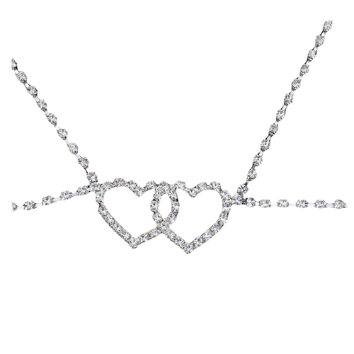 Double Heart Rhinestone Body Chain – Sparkling Halter Neck