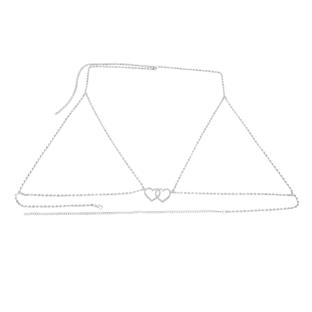 Double Heart Rhinestone Body Chain – Sparkling Halter Neck