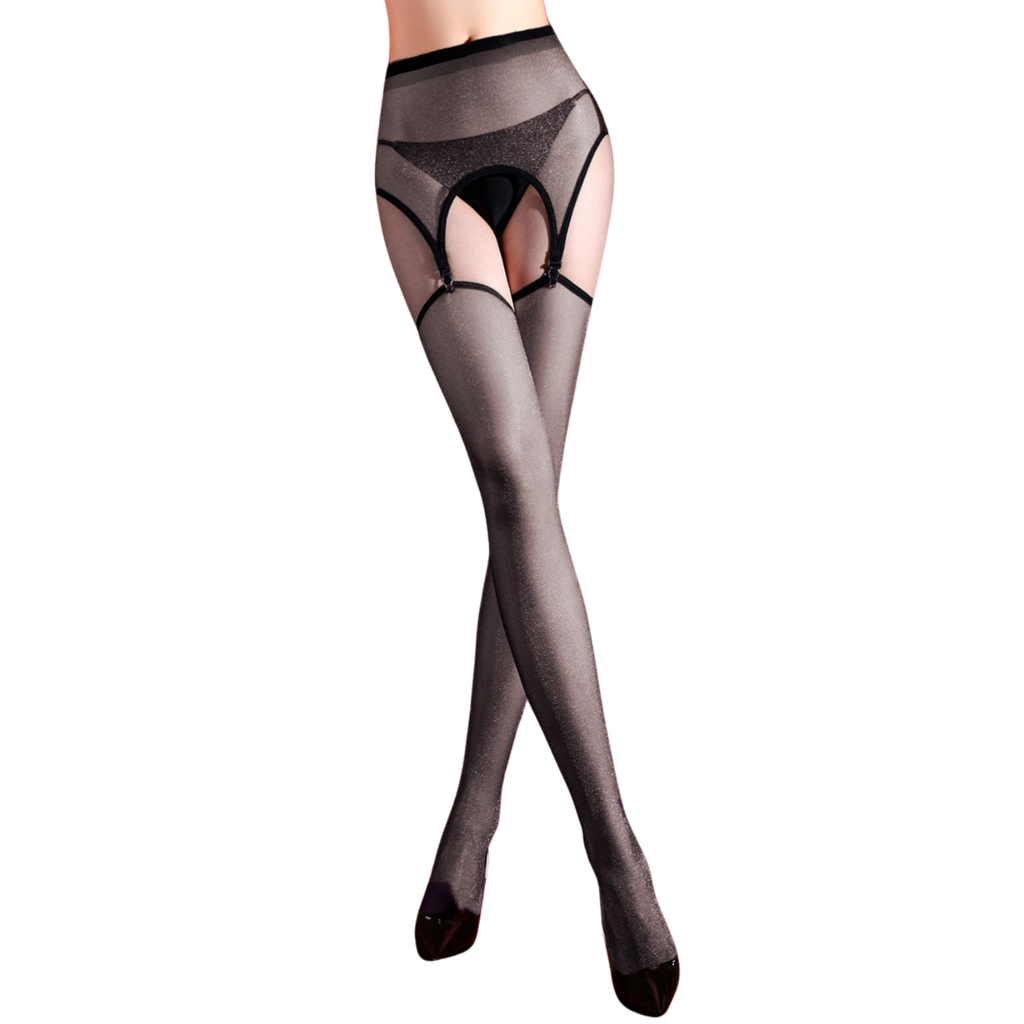 Galaxy Shimmer Sheer Garter Stockings – Ultra Thin Silver