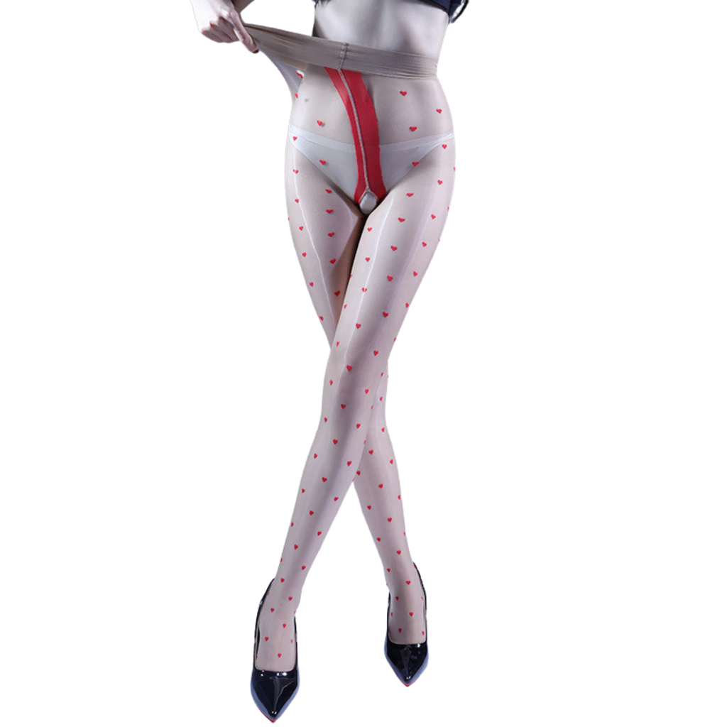 Aurora Heart Seamless Stockings for Women, Ultra-thin, Glossy, Silky, Transparent Toe, Open Crotch, Foot-shaped, Sexy Stockings