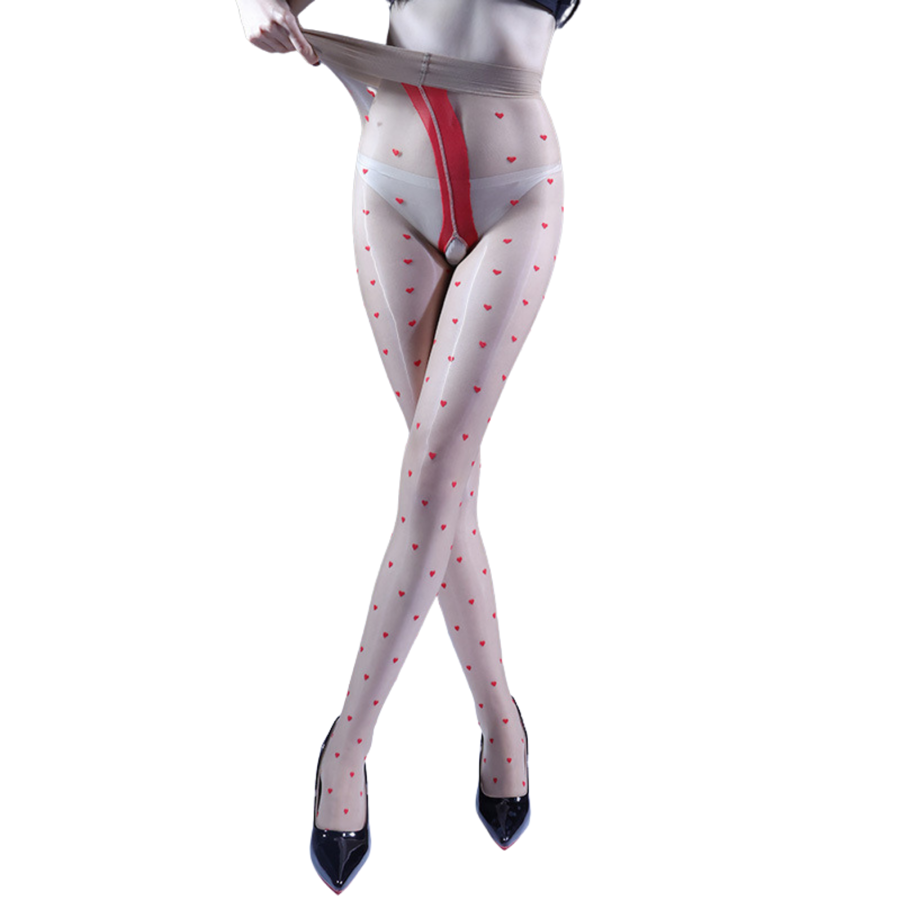 Aurora Heart Seamless Stockings for Women, Ultra-thin, Glossy, Silky, Transparent Toe, Open Crotch, Foot-shaped, Sexy Stockings