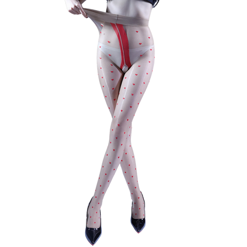 Aurora Heart Seamless Stockings for Women, Ultra-thin, Glossy, Silky, Transparent Toe, Open Crotch, Foot-shaped, Sexy Stockings