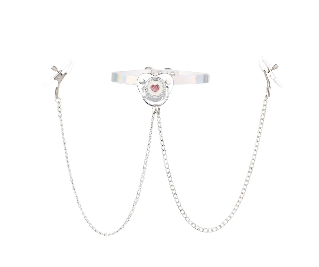 Couple's SM training props, diamond-encrusted nipple plugs, erotic mouth gags, erotic chain nipple clamps, alternative adult products