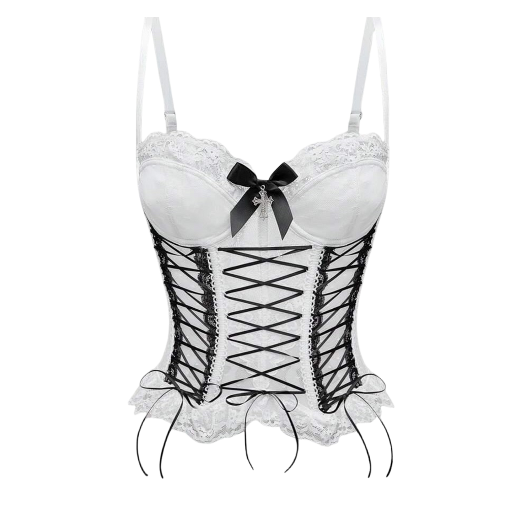 Cross Lace Tank Top Cross-border hot-selling bow-tie cross-lace fishbone shapewear corset