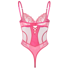 Hot Pink Lace Mesh Teddy Bodysuit