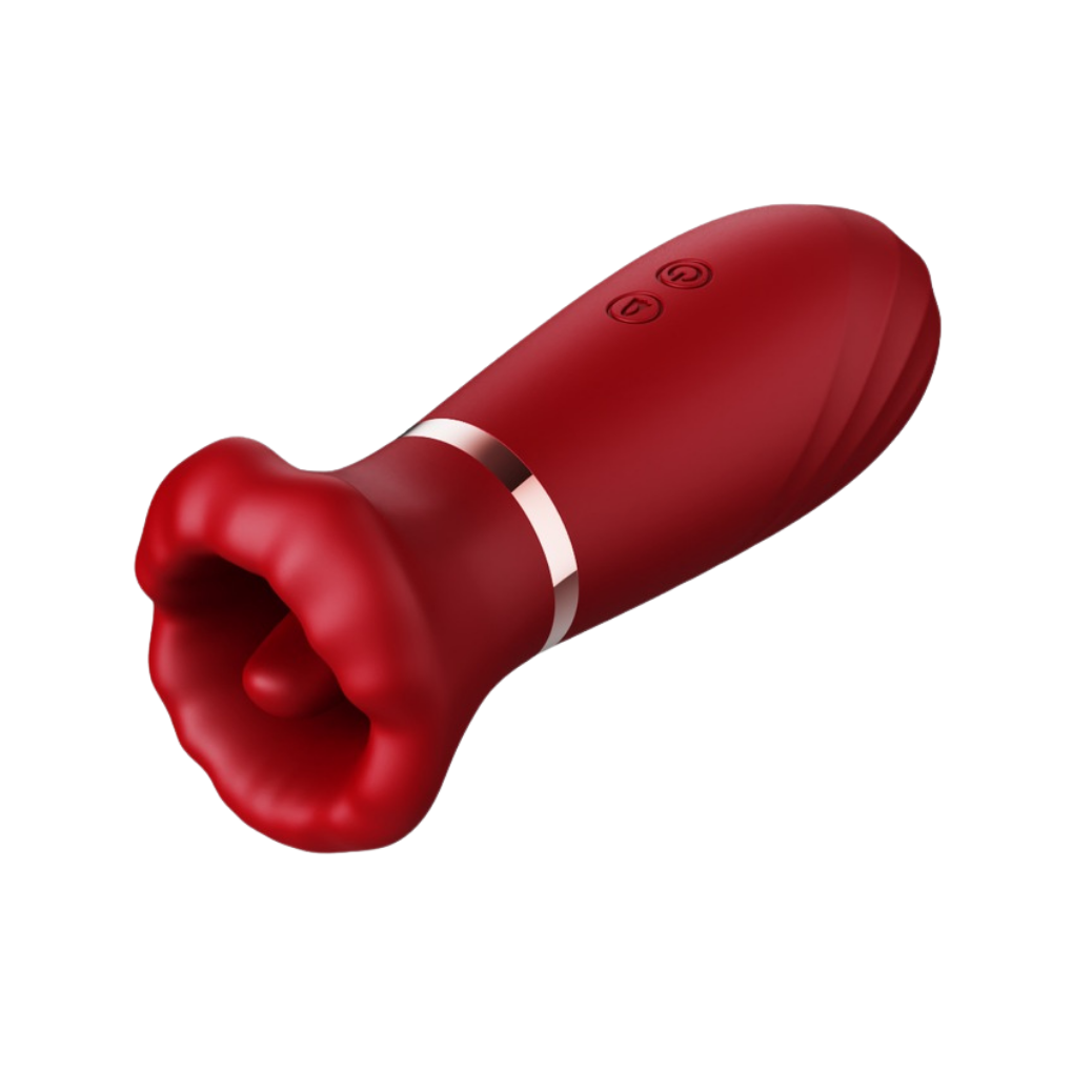 Red Lip Tongue Vibrating Telescopic Wand Massager