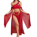 Party  Ritual Set  Red Chiffon Goddess Two-Piece with Coin Belt