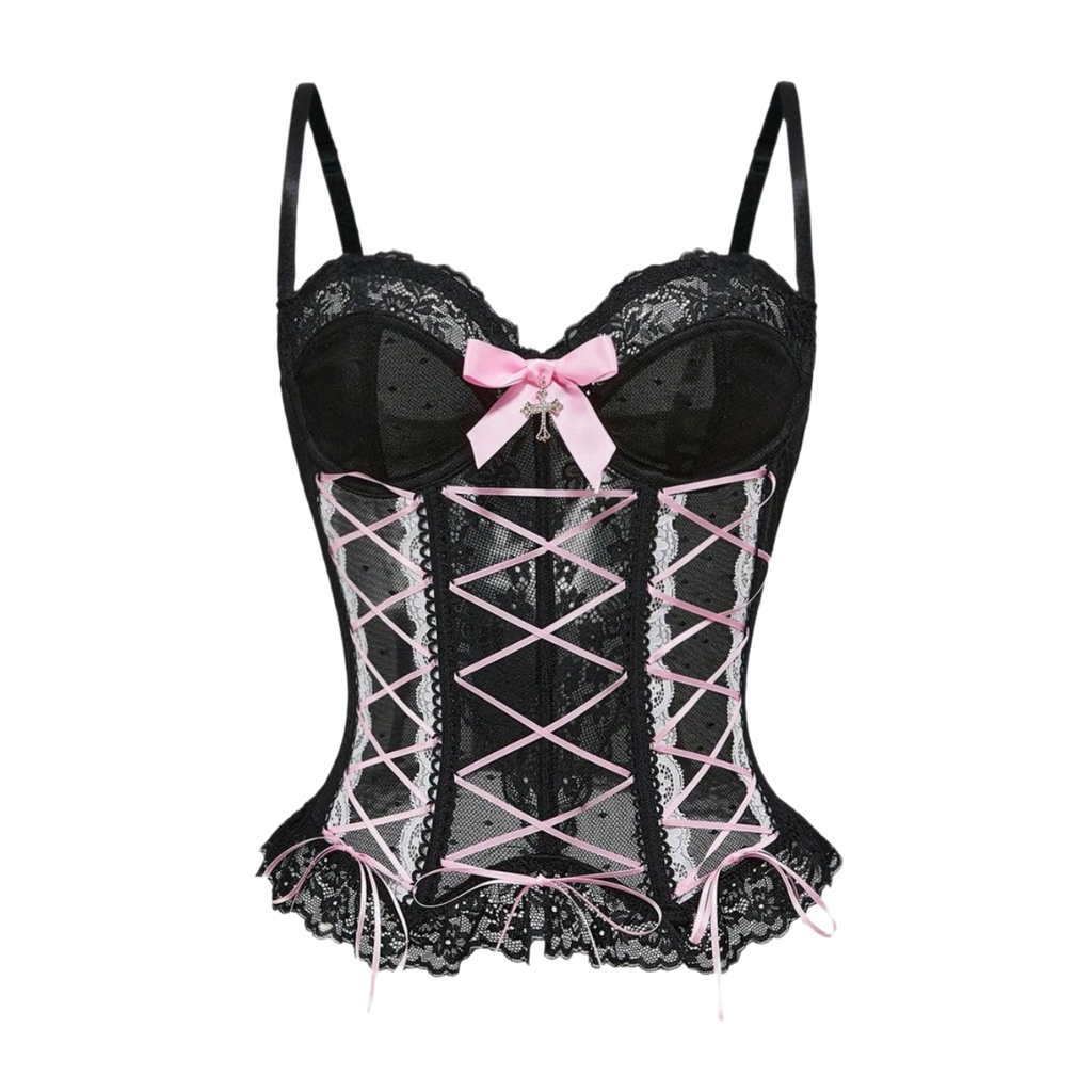 Cross Lace Tank Top Cross-border hot-selling bow-tie cross-lace fishbone shapewear corset