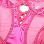 Hot Pink Lace Mesh Teddy Bodysuit