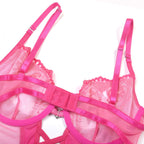 Hot Pink Lace Mesh Teddy Bodysuit