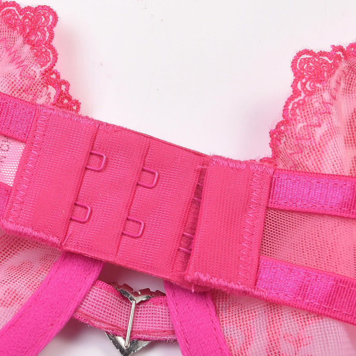 Hot Pink Lace Mesh Teddy Bodysuit
