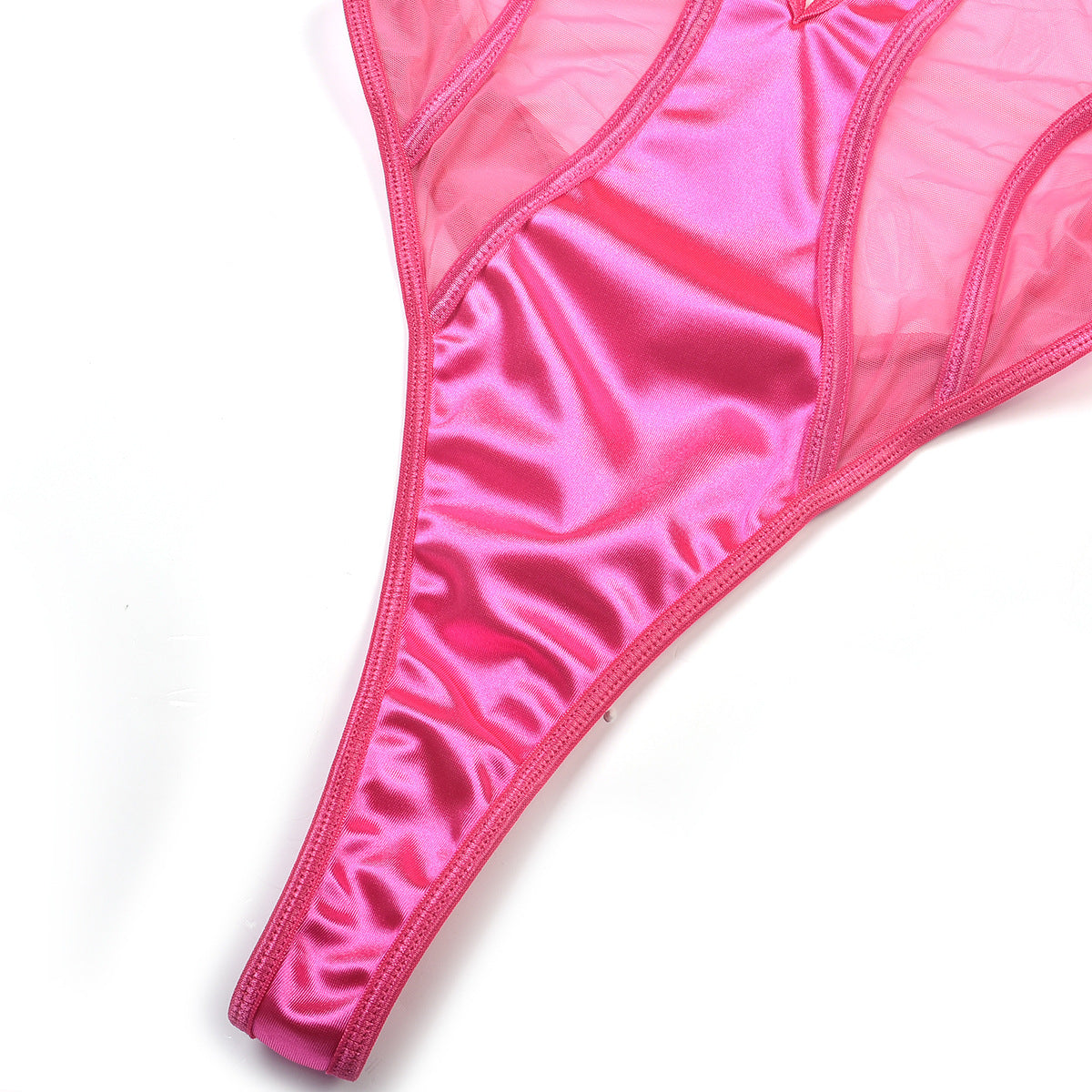 Hot Pink Lace Mesh Teddy Bodysuit