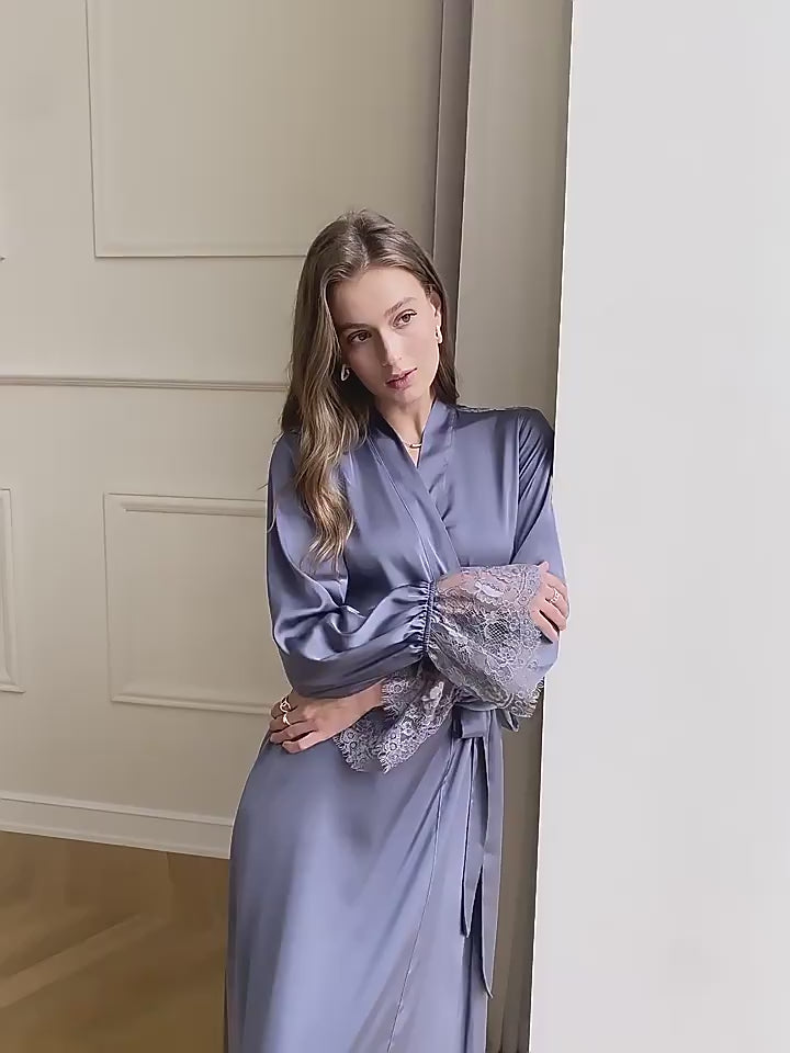 Satin Lace Backless Robe – Seductive Open Back Lingerie