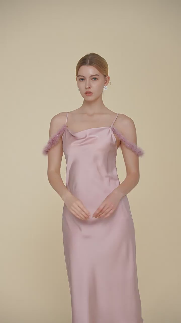 Sexy Feather Off-Shoulder Nightgown - Bridesmaid Gift